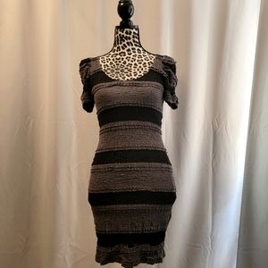 Ruffle black and gray mini dress